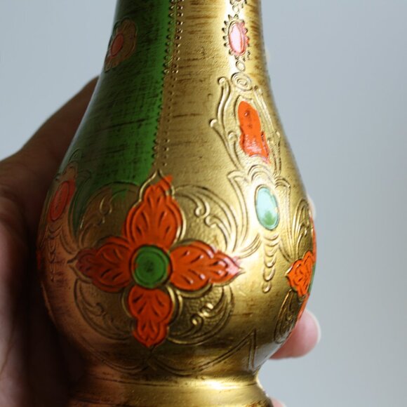 Vintage Italian Florentine Lacquered Green Gold Pepper Mill and Salt shaker SET - Picture 5 of 9